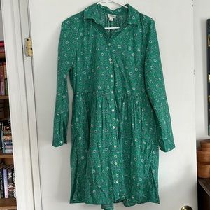 EUC J.Crew Green Paisley Shirtdress